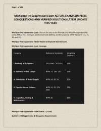 Michigan Fire Suppression Exam ACTUAL EXAM COMPLETE 300 QUESTIONS AND VERIFIED SOLUTIONS L