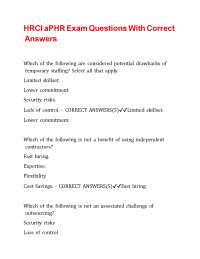 HRCI aPHR Exam Questions With Correct Answers