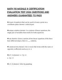 MATH 110 MODULE 8 CERTIFICATION EVALUATION TEST 2026 QUESTIONS AND ANSWERS GUARANTEED TO P