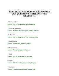 KETTERING CSE ACTUAL EXAM PAPER 2026 QUESTIONS WITH ANSWERS GRADED A+