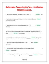 Boilermaker Apprenticeship Test – Certification Preparation Exam.
