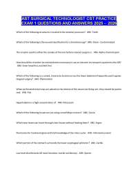 AST SURGICAL TECHNOLOGIST CST PRACTICE EXAM 1 QUESTIONS AND ANSWERS 2025 - 2026