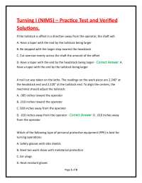 Turning I (NIMS) – Practice Test and Verified Solutions.
