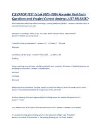 NEIEP ELEVATOR TEST Exam 2025–2026 Accurate Real Exam Questions and Correct Answers