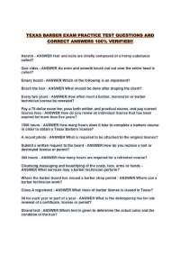 TEXAS BARBER EXAM PRACTICE TEST QUESTIONS AND CORRECT ANSWERS 100% VERIFIED!!
