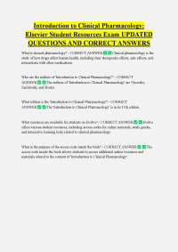 Introduction to Clinical Pharmacology: Elsevier Student Resources Exam UPDATED QUESTIONS