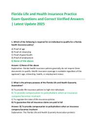 Florida Life and Health Insurance Practice Exam Questions and Correct Verified Answers