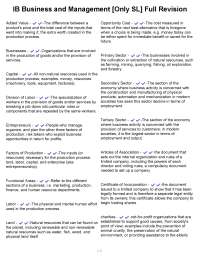 IB Business and Management [Only SL] Full Revision.