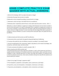 ASWB COMPLETE PRACTICE EXAM QUIZZES WITH ACTUAL ANSWERS .