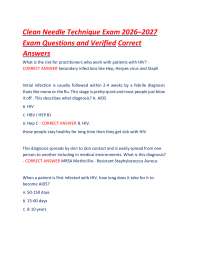 Clean Needle Technique Exam 2026–2027 Exam Questions and Verified Correct Answers