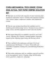 CWEA MECHANICAL TECH GRADE 1 EXAM 2026 ACTUAL TEST PAPER VERIFIED SOLUTIONS
