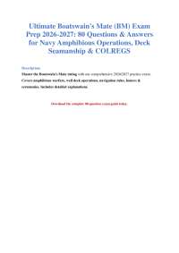 Boatswain's Mate Exam 2026-2027: 80 BM Practice Questions