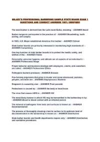 MILADY'S PROFESSIONAL BARBERING SAMPLE STATE BOARD EXAM 1 QUESTIONS AND CORRECT ANSWERS
