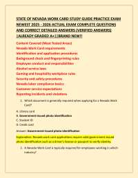 STATE OF NEVADA WORK CARD STUDY GUIDE PRACTICE EXAM NEWEST 2025 - 2026 ACTUAL EXAM COMPLE