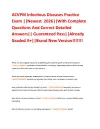 ACVPM Infectious Diseases Practice Exam ||Newest 2026||With Complete Questions And Cor