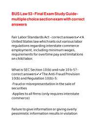 BUS Law 53 - Final Exam Study Guide - multiple choice section exam with correct answers
