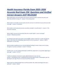 Health Insurance Florida Exam 2025–2026 Accurate Real Exam 250 Questions and Answers