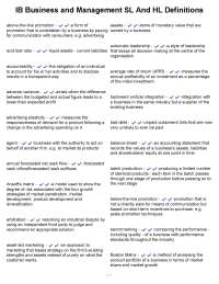 IB Business and Management SL And HL Definitions