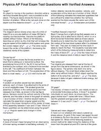 Physics AP Final Exam Test Questions with Verified Answers