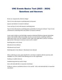 UHC Events Basics Test Q&A 2023-2024 | UnitedHealthcare Agent Compliance Exam