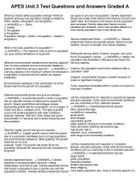 APES Unit 3 Test Questions and Answers Graded A