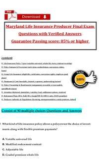 Maryland Life Insurance Producer Final Exam Questions – Licensing Review