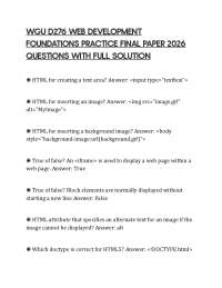 WGU D276 WEB DEVELOPMENT FOUNDATIONS PRACTICE FINAL PAPER 2026 QUESTIONS WITH FULL SOLUTIO