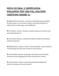 PSYCH 101 FINAL 5 CERTIFICATION EVALUATION TEST 2026 FULL SOLUTION QUESTIONS GRADED A