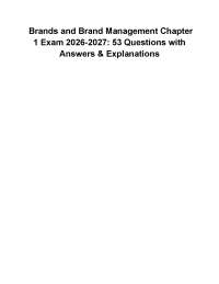 Brands and Brand Management Chapter 1 Exam 2026-2027