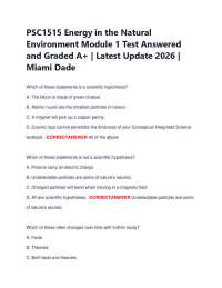 PSC1515 Energy in the Natural Environment Module 1 Test Answered and Graded A+ | Latest