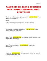 TAMU ECON 203 EXAM 2 QUESTIONS WITH CORRECT ANSWERS LATEST UPDATE 2026