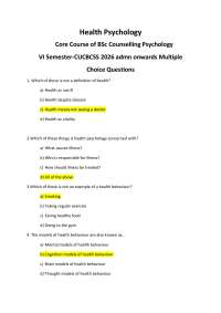 Health Psychology Core Course of BSc Counselling Psychology VI Semester-CUCBCSS 2026 adm