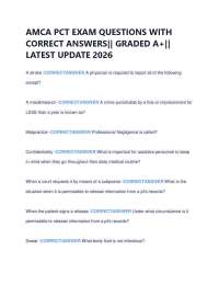 AMCA PCT EXAM QUESTIONS WITH CORRECT ANSWERS|| GRADED A+|| LATEST UPDATE 2026
