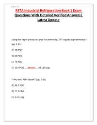 RETA Industrial Refrigeration Book 1 Exam Questions With Detailed Verified Answers