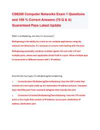 CS6250 Computer Networks Exam 1 Questions and 100 % Correct Answers (70 Q & A) Guaranteed