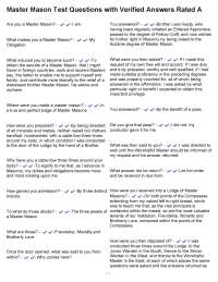 Master Mason Test Questions with Verified Answers