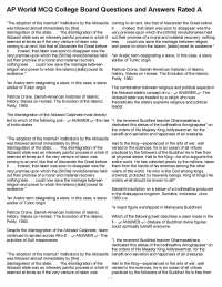 AP World MCQ College Board Questions and Answers Rated A
