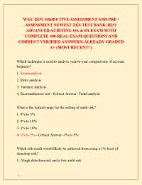 WGU D251 OBJECTIVE ASSESSMENT AND PRE -ASSESSMENT NEWEST 2026 TEST BANK| ADVANCED AUDITING