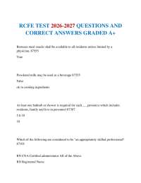 RCFE TEST 2026-2027 QUESTIONS AND CORRECT ANSWERS GRADED A+