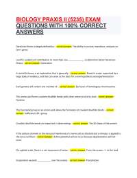 BIOLOGY PRAXIS II (5235) EXAM QUESTIONS WITH 100% CORRECT ANSWERS