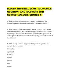 BUSOBA 3130 FINAL EXAM STUDY GUIDE QUESTIONS AND SOLUTIONS 2026 CORRECT ANSWERS GRADED A+