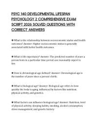 PSYC 140 DEVELOPMENTAL LIFESPAN PSYCHOLOGY 2 COMPREHENSIVE EXAM SCRIPT 2026 SOLVED QUESTIO