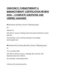 ONS/ONCC CHEMOTHERAPY & IMMUNOTHERAPY CERTIFICATION REVIEW 2026 — COMPLETE QUESTIONS AND V