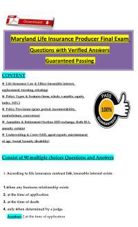 Maryland Life Insurance Producer Final Exam Test Bank – Verified Q&A