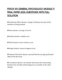 PSYCH 101 GENERAL PSYCHOLOGY MODULE 9 FINAL PAPER 2026 QUESTIONS WITH FULL SOLUTION