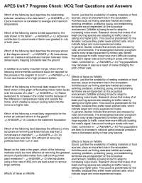 APES Unit 7 Progress Check: MCQ Test Questions and Answers