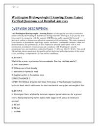 Washington Hydrogeologist Licensing Exam: Latest Verified Questions and Detailed Answers