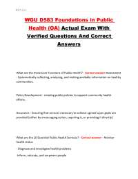 WGU D583 Foundations in Public Health (OA) Actual Exam With Verified Questions And Answers