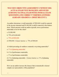 WGU D251 OBJECTIVE ASSESSMENT 2 NEWEST 2026 ACTUAL EXAM TEST BANK| ADVANCED AUDITING OA