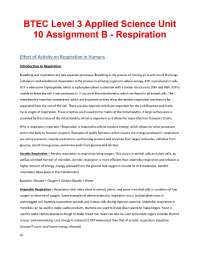 BTEC Level 3 Applied Science Unit 10 Assignment B - Respiration